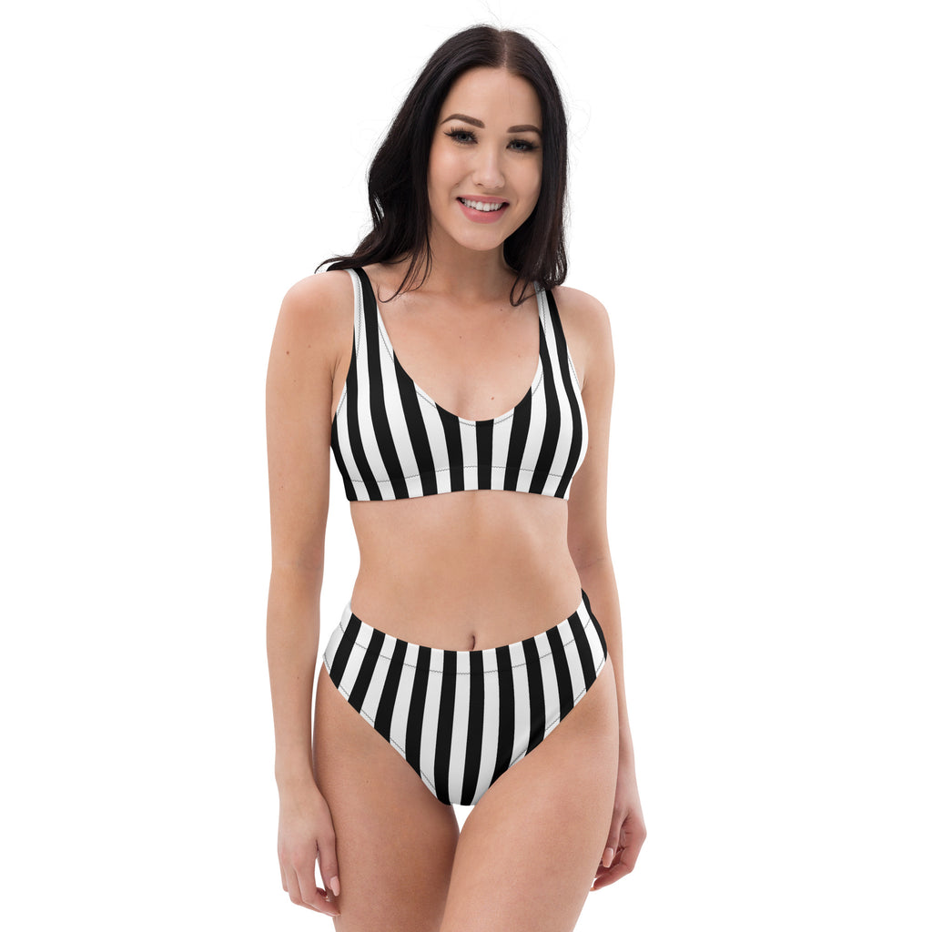 Stripes High-Waisted Bikini